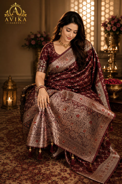 Premium Banarasi Silk Saree with Rich Zari Weaving